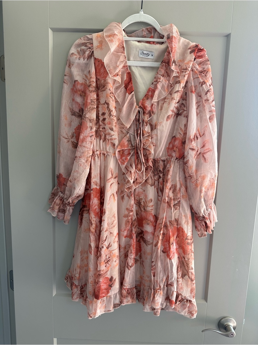 Dusty Pink Floral Ruffle Mini Dress -
